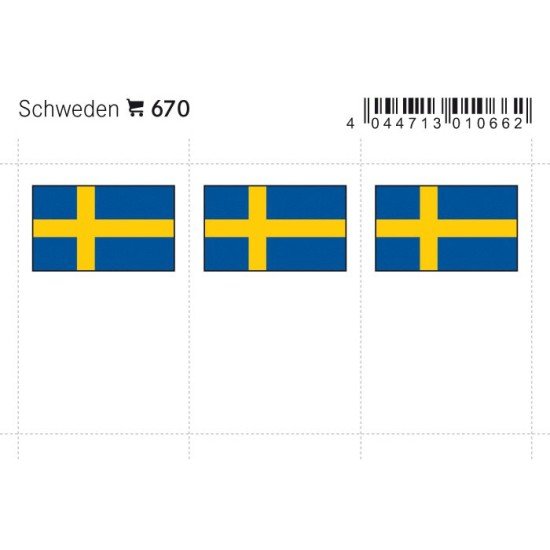 Lindner 670 Suecia Etiquetas adhesivas 24 x 38 mm pqte 6
