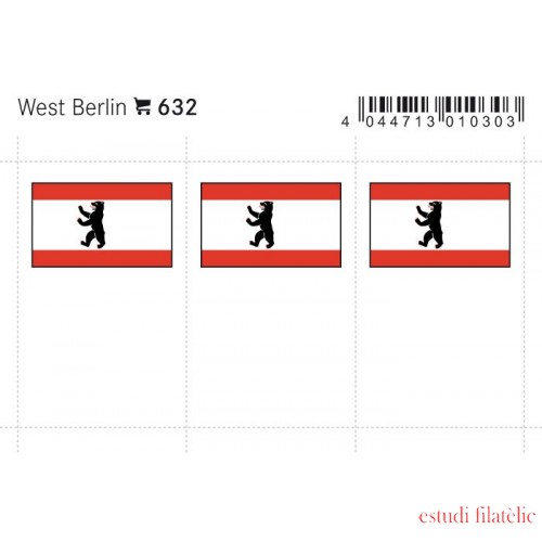 Lindner 632 Berlín Este Etiquetas adhesivas 24 x 38 mm pqte 6 