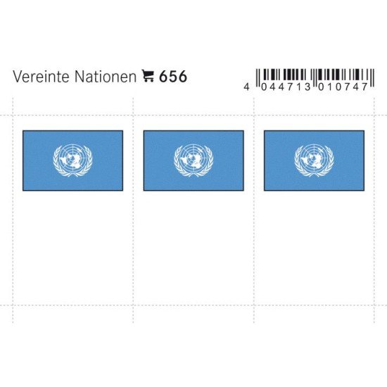 Lindner 656 Naciones Unidas Etiquetas adhesivas 24 x 38 mm pqte 6 Lindner 656 Naciones Unidas Etiquetas adhesivas 24 x 38 mm pqte 6