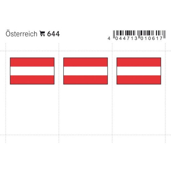 Lindner 644 Austria Etiquetas adhesivas 24 x 38 mm pqte 6