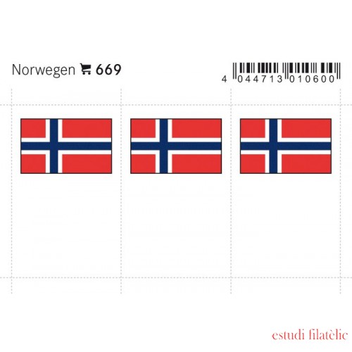 Lindner 669 Noruega Etiquetas adhesivas 24 x 38 mm pqte 6 Lindner 669 Noruega Etiquetas adhesivas 24 x 38 mm pqte 6