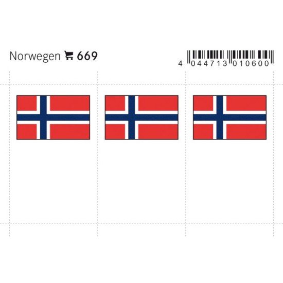 Lindner 669 Noruega Etiquetas adhesivas 24 x 38 mm pqte 6 Lindner 669 Noruega Etiquetas adhesivas 24 x 38 mm pqte 6