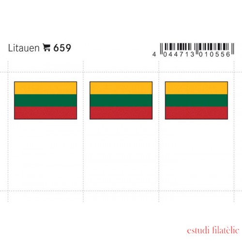 Lindner 659 Lituania Etiquetas adhesivas 24 x 38 mm pqte 6 Lindner 659 Lituania Etiquetas adhesivas 24 x 38 mm pqte 6