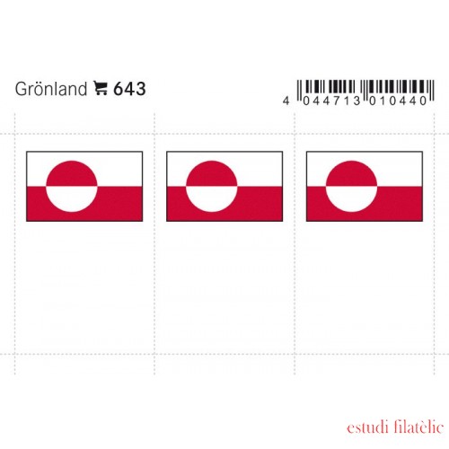 Lindner 643 Groenlandia Etiquetas adhesivas 24 x 38 mm pqte 6 Lindner 643 Groenlandia Etiquetas adhesivas 24 x 38 mm pqte 6