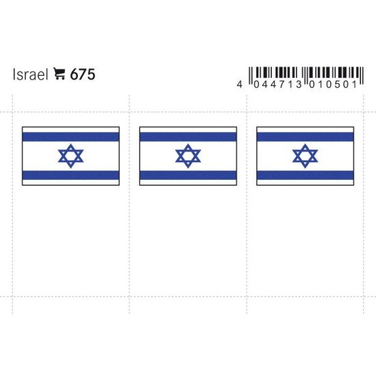 Lindner 675 Israel Etiquetas adhesivas 24 x 38 mm pqte 6 Lindner 675 Israel Etiquetas adhesivas 24 x 38 mm pqte 6