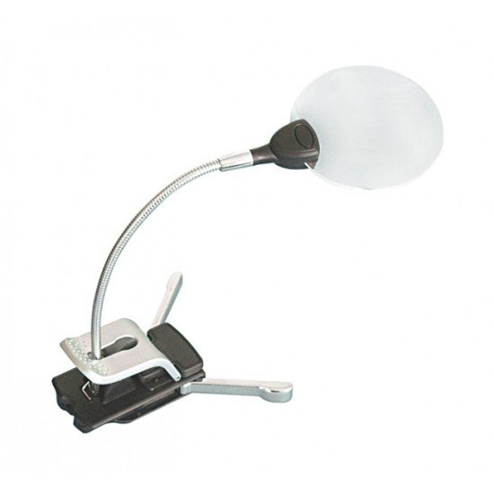Lindner 7154 Lupa con abrazadera de pie sin montura con iluminación LED - 2,5 x Lindner 7154 Lupa con abrazadera de pie sin montura con iluminación LED - 2,5 x
