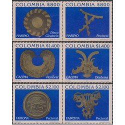 Colombia 1168/73 2002 Arte Precolombino. Orfebreria MNH Colombia 1168/73 2002 Arte Precolombino. Orfebreria MNH