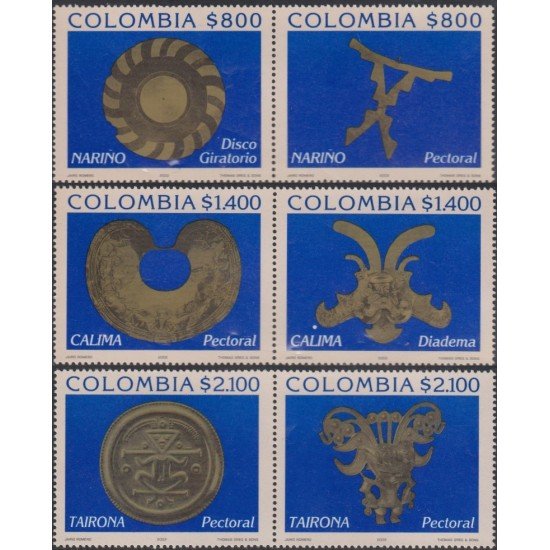 Colombia 1168/73 2002 Arte Precolombino. Orfebreria MNH