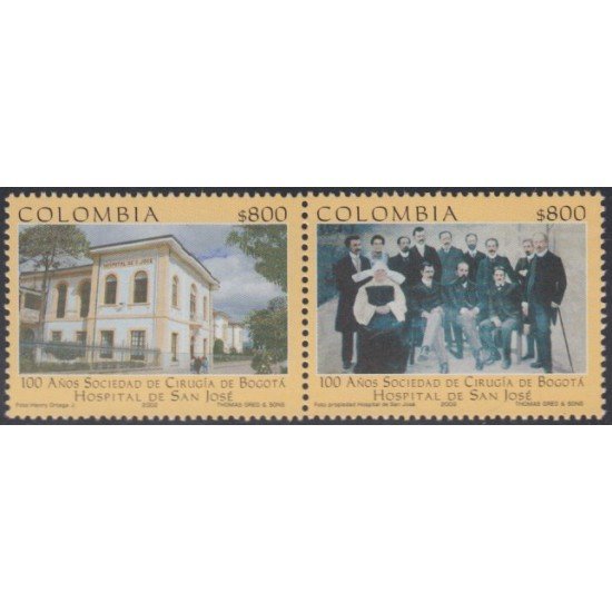 Colombia 1174/1175 2002 100° de la Sociedad Quirurgica de Bogotá MNH