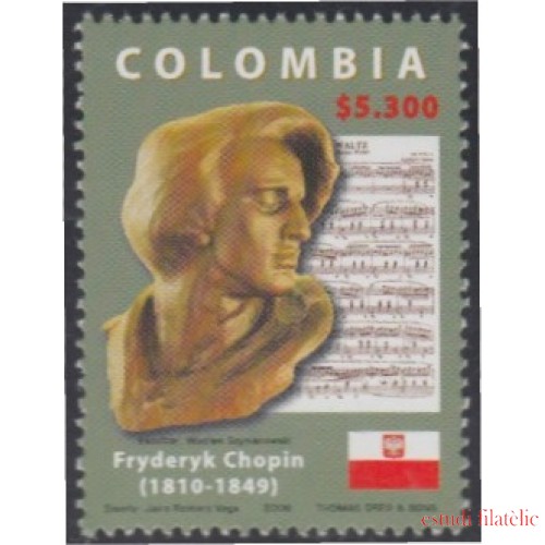 Colombia 1390 2006 Personalidades musicales. Frederic Chopin. Compositor MNH