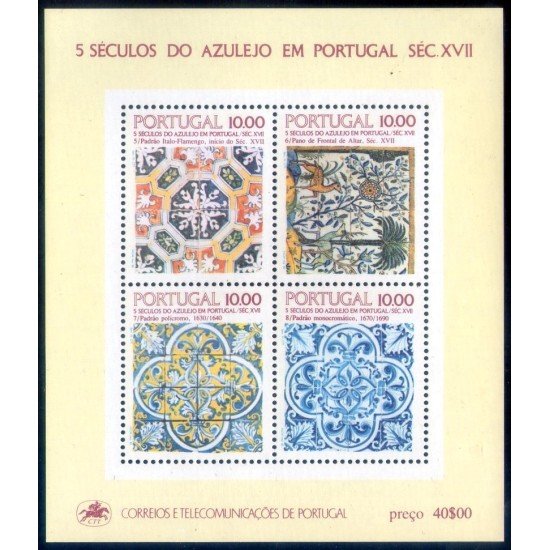 Portugal HB 39 1982 5 Siglos de Azulejos en Portugal MNH