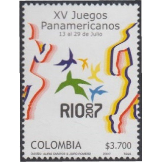 Colombia 1413 2007 Deportes XV Juegos Panamericanos en Rio de Janeiro MNH Colombia 1413 2007 Deportes XV Juegos Panamericanos en Rio de Janeiro MNH