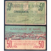 Billete local 1937 Ajuntament de Navàs 50 Centims. 