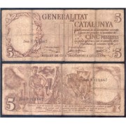 Billete local 1936 Generalitat de Catalunya 5 ptas