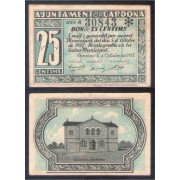 Billete local 1937 Ajuntament de Cardona 25 cts