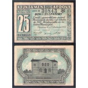 Billete local 1937 Ajuntament de Cardona 25 cts