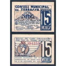 Billete local 1937 Ajuntament de Terrassa 15 Cts Billete local 1937 Ajuntament de Terrassa 15 Cts