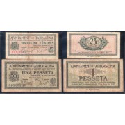 Billete local 1937 Ajuntament de Tarragona  25 cts + 1 Pta