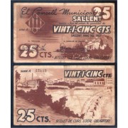 Billete local 1937 Consell Municipal d´ Sallent 25 cts