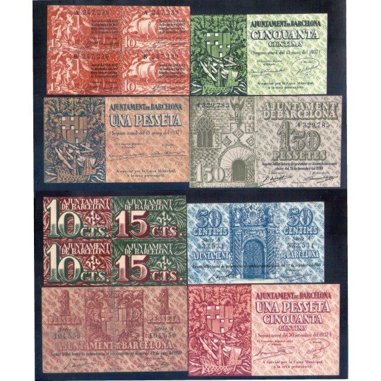 Billete local Ajuntament de Barcelona 15 cts + 50 cts + 1 pta+ 1,50 ptas Billete local Ajuntament de Barcelona 15 cts + 50 cts + 1 pta+ 1,50 ptas