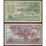 Billete local 1937 Ajuntament de Fatarella 50 cts