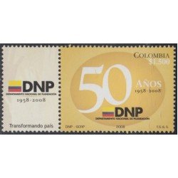 Colombia 1459a 2008 51 Años del departamento Nacional de Planificación con viñeta MNH Colombia 1459a 2008 51 Años del departamento Nacional de Planificación con viñeta MNH