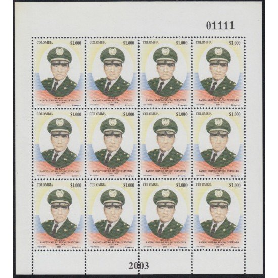 Colombia 1241a 2003 . Homenaje al General Ramon Arturo Rincon Quinones MP
