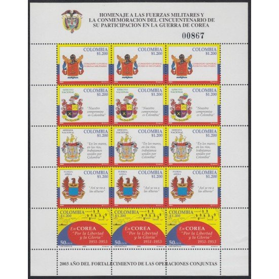 Colombia MP 1242a/1246a 2003 Fuerzas armadas Colombianas MNH