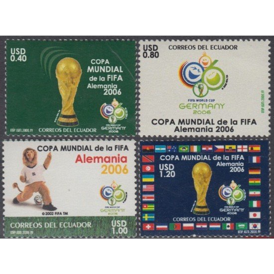 Ecuador 1910a/10d 2006 Copa del Mundo de Fútbol Football Alemania Variedad cambio anagrama y texto FIFA Ecuador 1910a/10d 2006 Copa del Mundo de Fútbol Football Alemania Variedad cambio anagrama y texto FIFA