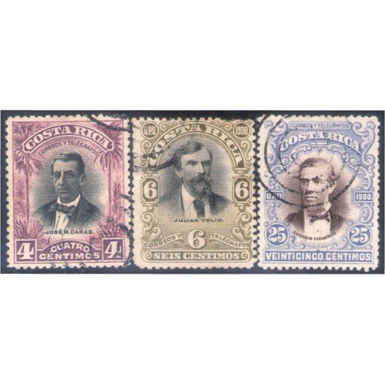 Costa Rica 51/53 1903 José M. Canas Julián Volio Eusebio Figueroa usado Costa Rica 51/53 1903 José M. Canas Julián Volio Eusebio Figueroa usado