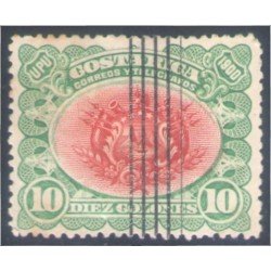 Costa Rica 50a 1901 Escudos Shields Barrado usado Costa Rica 50a 1901 Escudos Shields Barrado usado