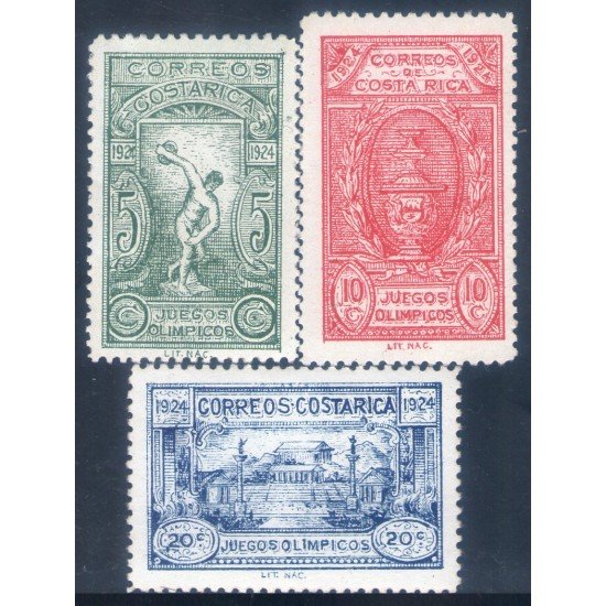 Costa Rica 133/35 1924 Juegos Olímpicos Centroamericanos de San José MH Costa Rica 133/35 1924 Juegos Olímpicos Centroamericanos de San José MH