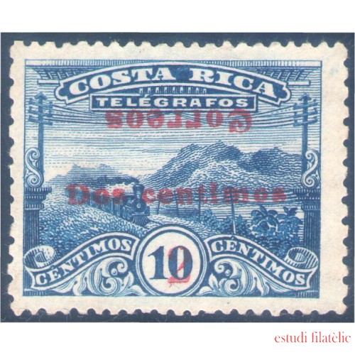 Costa Rica 88B 1911 Tren Train sin goma s/b invertida