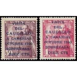 España Spain 1088/89 1951 General Franco Viaje Caudillo a Canarias Sin goma España Spain 1088/89 1951 General Franco Viaje Caudillo a Canarias Sin goma
