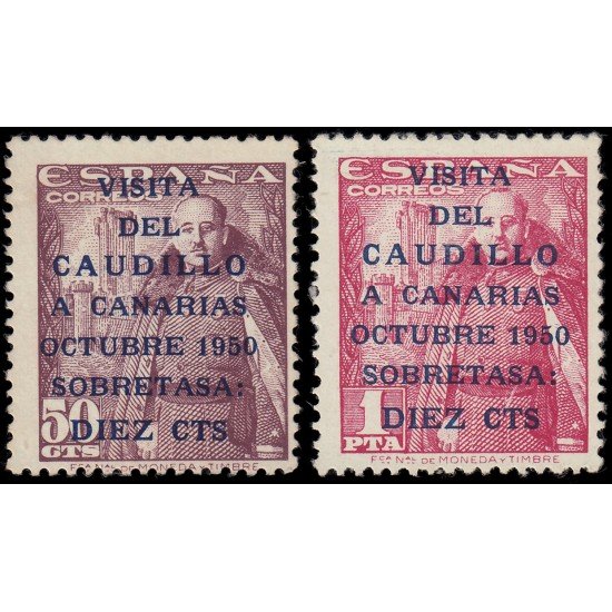 España Spain 1088/89 1951 General Franco Viaje Caudillo a Canarias Sin goma España Spain 1088/89 1951 General Franco Viaje Caudillo a Canarias Sin goma