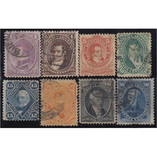 Argentina 16/23 1867/73 Grandes figuras usado Argentina 16/23 1867/73 Grandes figuras usado