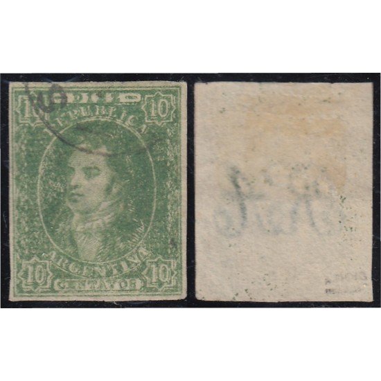 Argentina 9 1864/67 Efigie de Bernadino Rivadavia usado Argentina 9 1864/67 Efigie de Bernadino Rivadavia usado