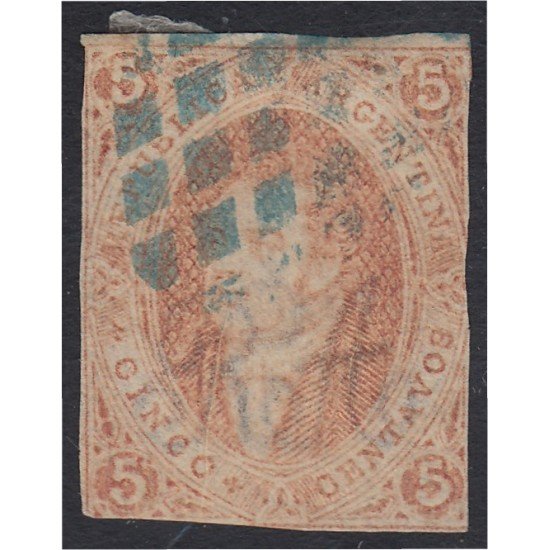 Argentina 8b 1864/67 Efigie de Bernadino Rivadavia usado Argentina 8b 1864/67 Efigie de Bernadino Rivadavia usado