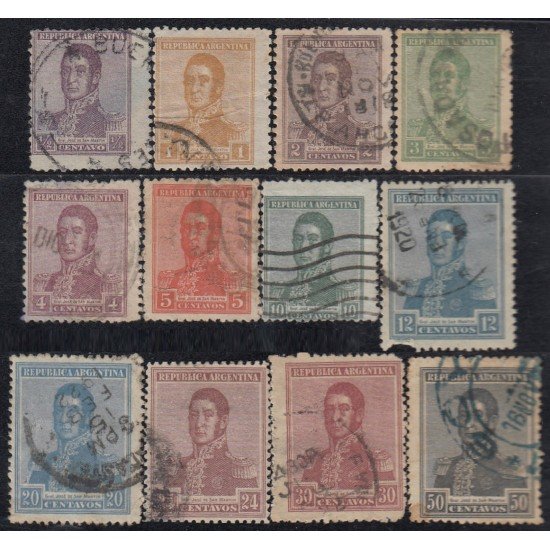 Argentina 228/39 1918/19 Gral José de San Martín usados Argentina 228/39 1918/19 Gral José de San Martín usados