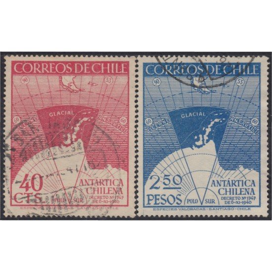 Chile 215/16 1947 Antártida chilena usado Chile 215/16 1947 Antártida chilena usado