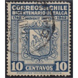 Chile 186 1942/49 200 años de la fundación de la Villa de Talca usado Chile 186 1942/49 200 años de la fundación de la Villa de Talca usado