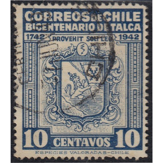 Chile 186 1942/49 200 años de la fundación de la Villa de Talca usado Chile 186 1942/49 200 años de la fundación de la Villa de Talca usado