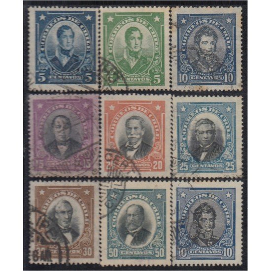 Chile 136/44 1928/35 Personajes históricos usados Chile 136/44 1928/35 Personajes históricos usados