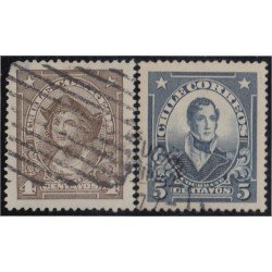 Chile 111/12 1915/27 Cristobal Colón y Amiral Cochrane usados Chile 111/12 1915/27 Cristobal Colón y Amiral Cochrane usados