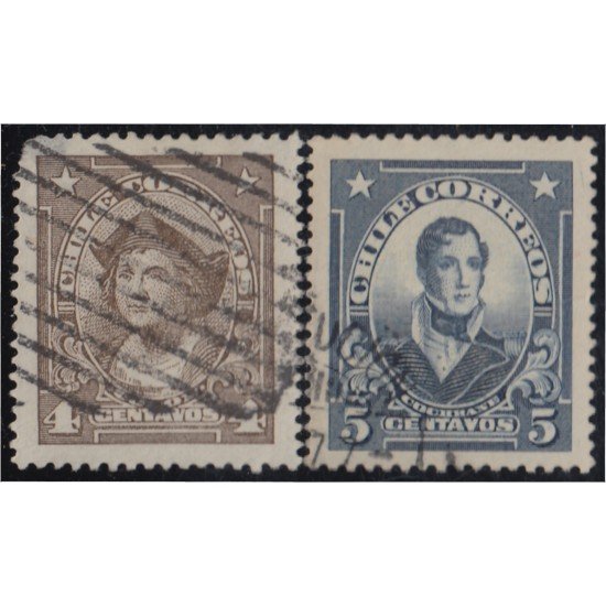 Chile 111/12 1915/27 Cristobal Colón y Amiral Cochrane usados Chile 111/12 1915/27 Cristobal Colón y Amiral Cochrane usados