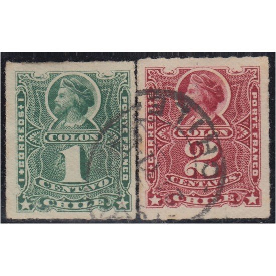 Chile 32/33 1894 Cristobal Colón usados Chile 32/33 1894 Cristobal Colón usados