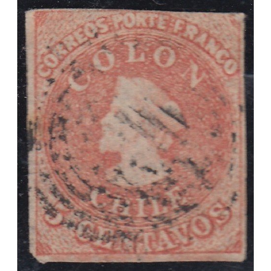 Chile 5c 1856/66 Cristobal Colón usado