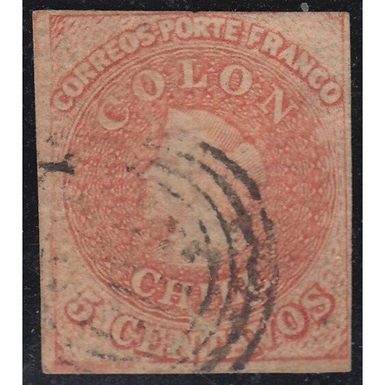 Chile 5b 1856/66 Cristobal Colón usado Chile 5b 1856/66 Cristobal Colón usado