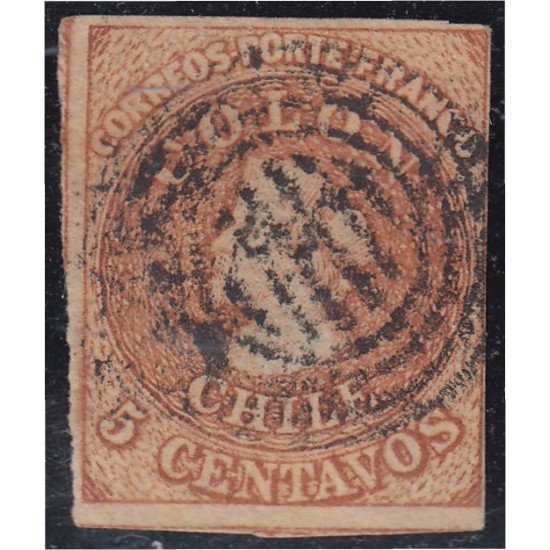 Chile 5a 1856/66 Cristobal Colón usado Chile 5a 1856/66 Cristobal Colón usado