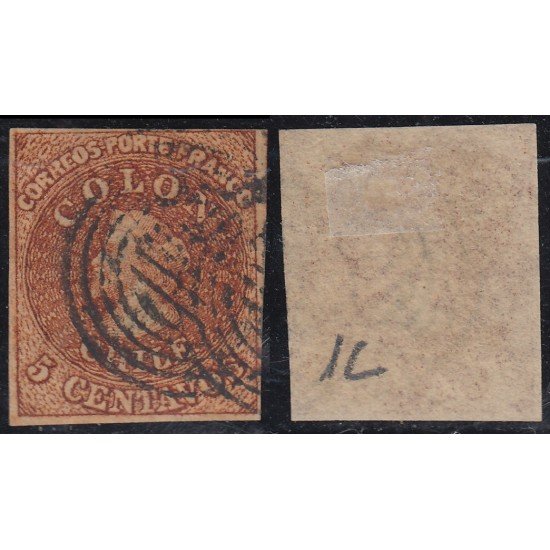 Chile 1C 1853 Cristobal Colón usado Chile 1C 1853 Cristobal Colón usado